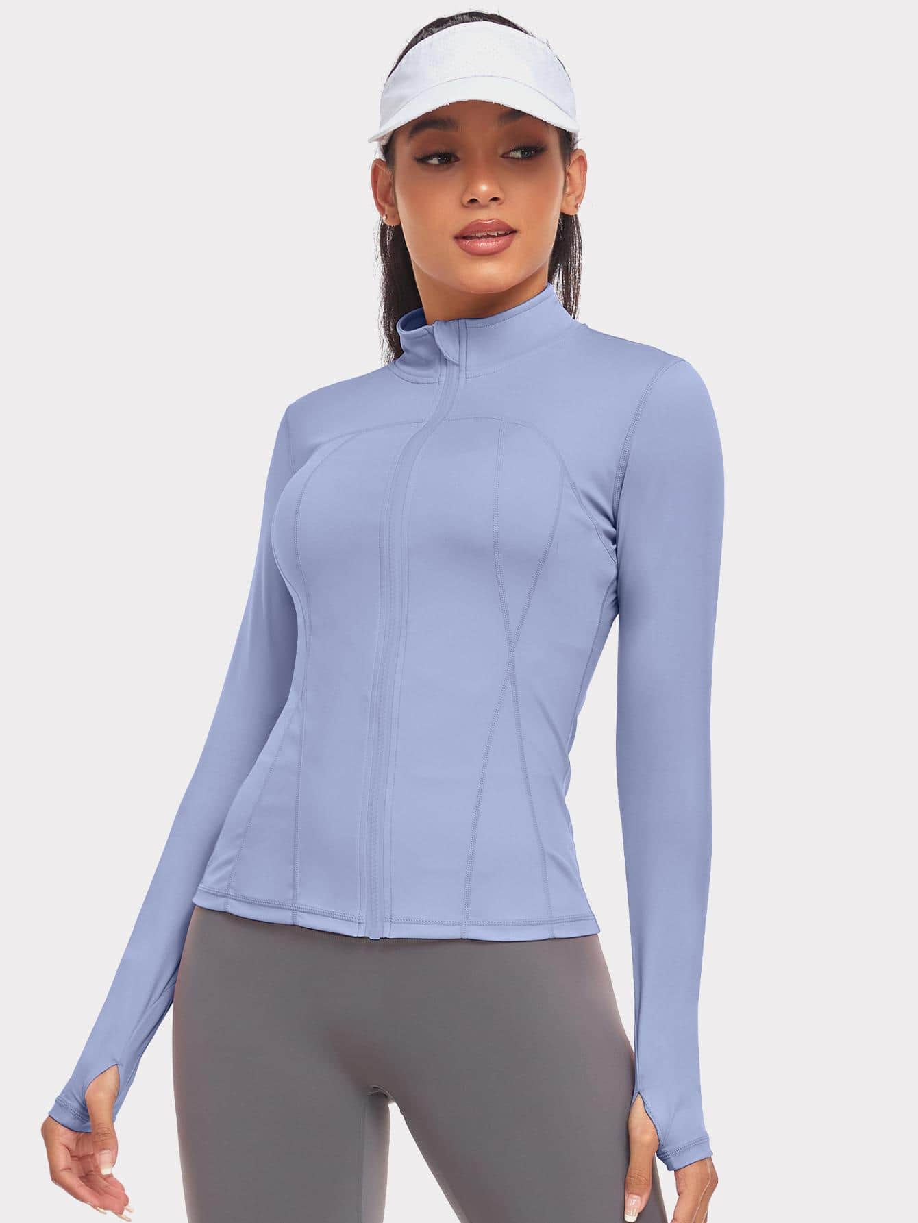 VUTRU 1 Peça Jaqueta Esportiva Feminina com Furo para o Polegar, Ajuste Slim para Corrida e Yoga