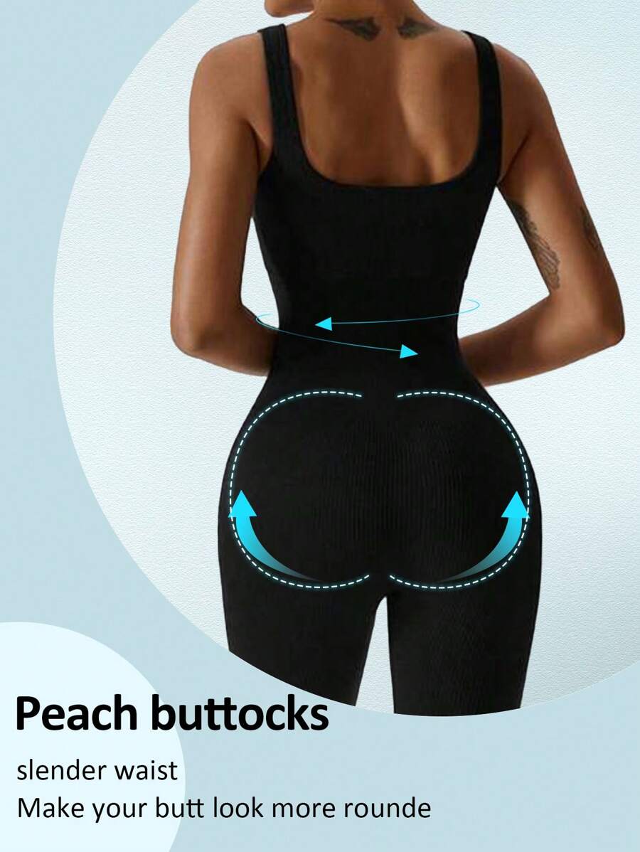 Yefecy 1 Peça Macacão Esportivo Sem Costura de Ioga, Fitness e Corrida, Cor Sólida e Alta Elasticidade, para Mulheres