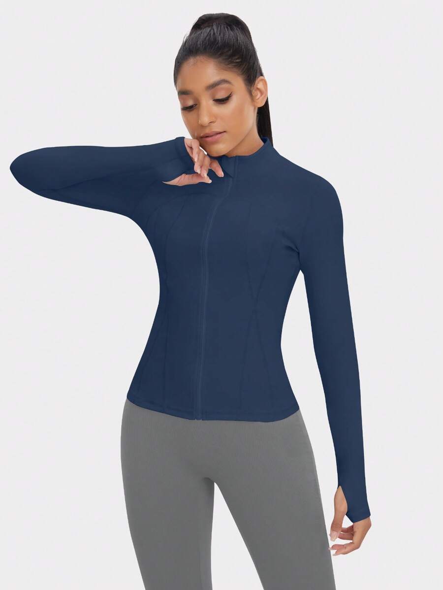 VUTRU 1 Peça Jaqueta Esportiva Feminina com Furo para o Polegar, Ajuste Slim para Corrida e Yoga