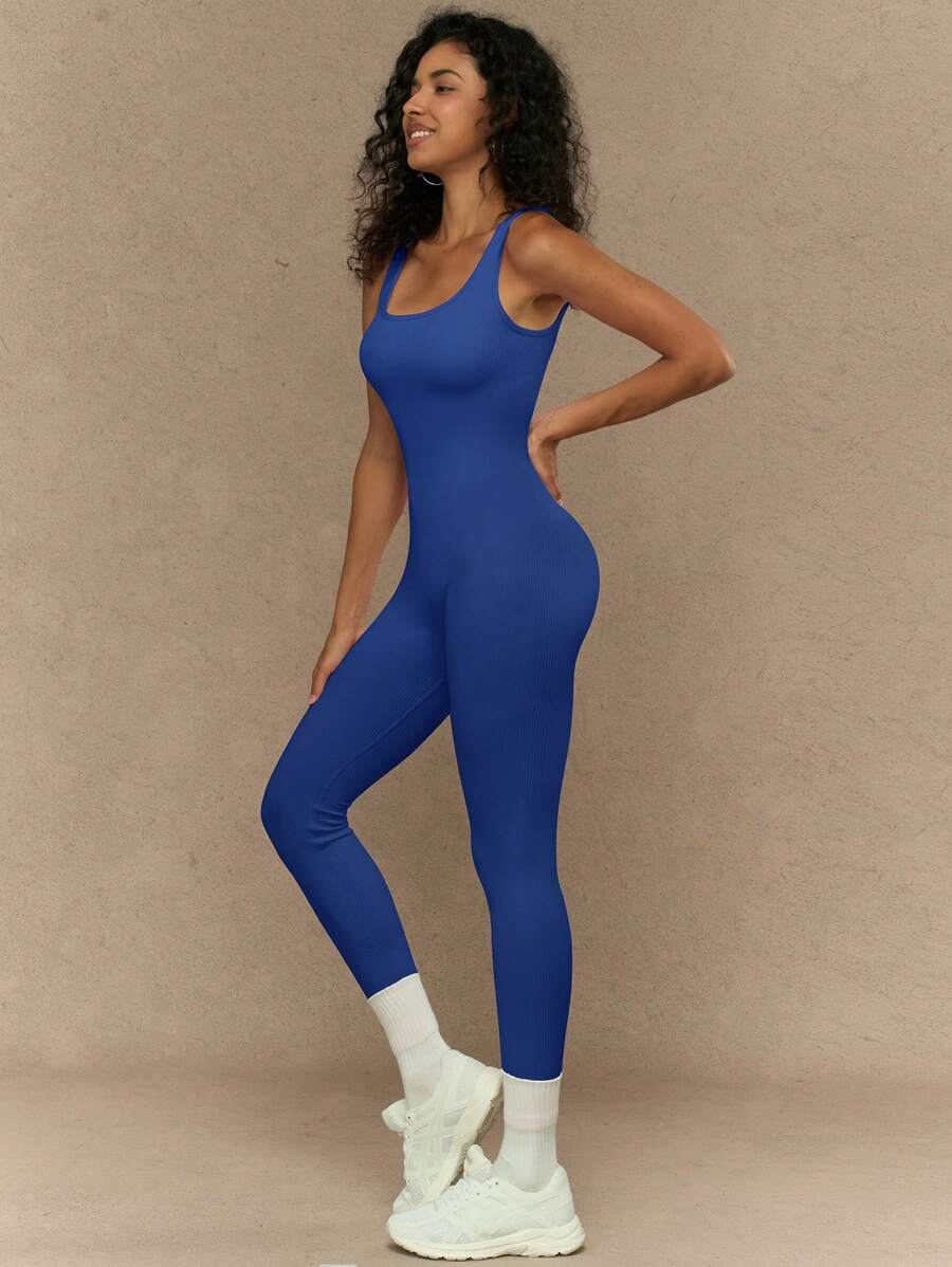 Yefecy 1 Peça Macacão Esportivo Sem Costura de Ioga, Fitness e Corrida, Cor Sólida e Alta Elasticidade, para Mulheres
