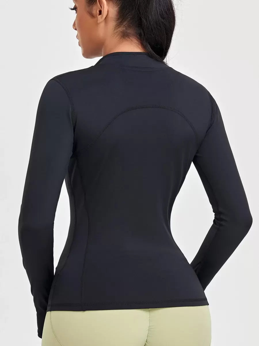 VUTRU 1 Peça Jaqueta Esportiva Feminina com Furo para o Polegar, Ajuste Slim para Corrida e Yoga