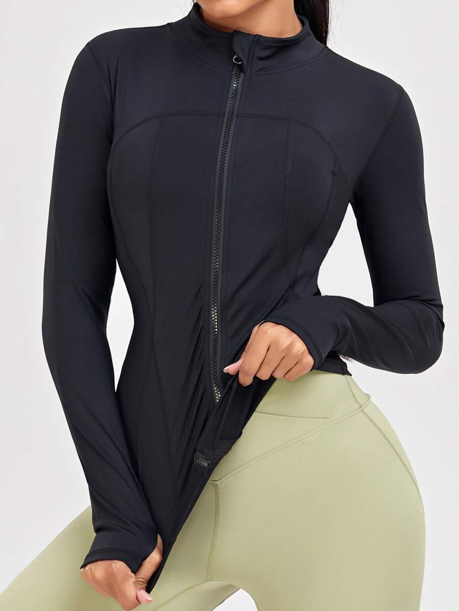 VUTRU 1 Peça Jaqueta Esportiva Feminina com Furo para o Polegar, Ajuste Slim para Corrida e Yoga