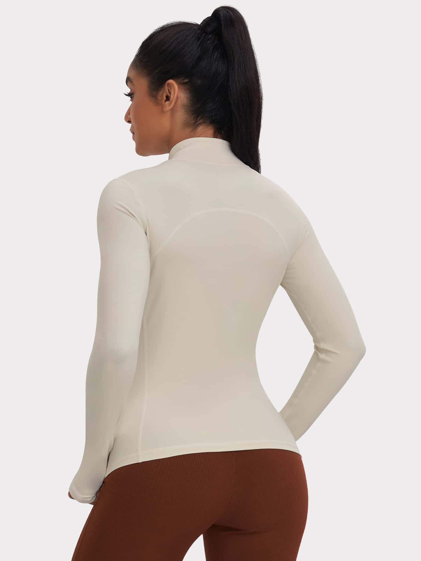 VUTRU 1 Peça Jaqueta Esportiva Feminina com Furo para o Polegar, Ajuste Slim para Corrida e Yoga