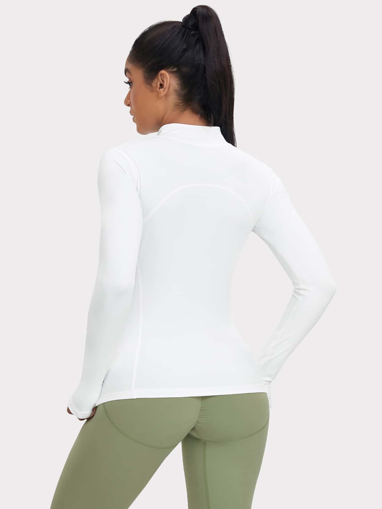 VUTRU 1 Peça Jaqueta Esportiva Feminina com Furo para o Polegar, Ajuste Slim para Corrida e Yoga