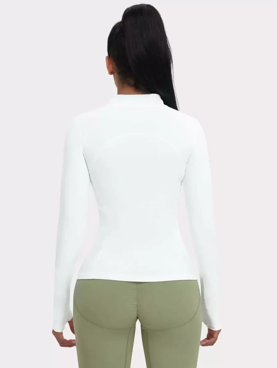 VUTRU 1 Peça Jaqueta Esportiva Feminina com Furo para o Polegar, Ajuste Slim para Corrida e Yoga