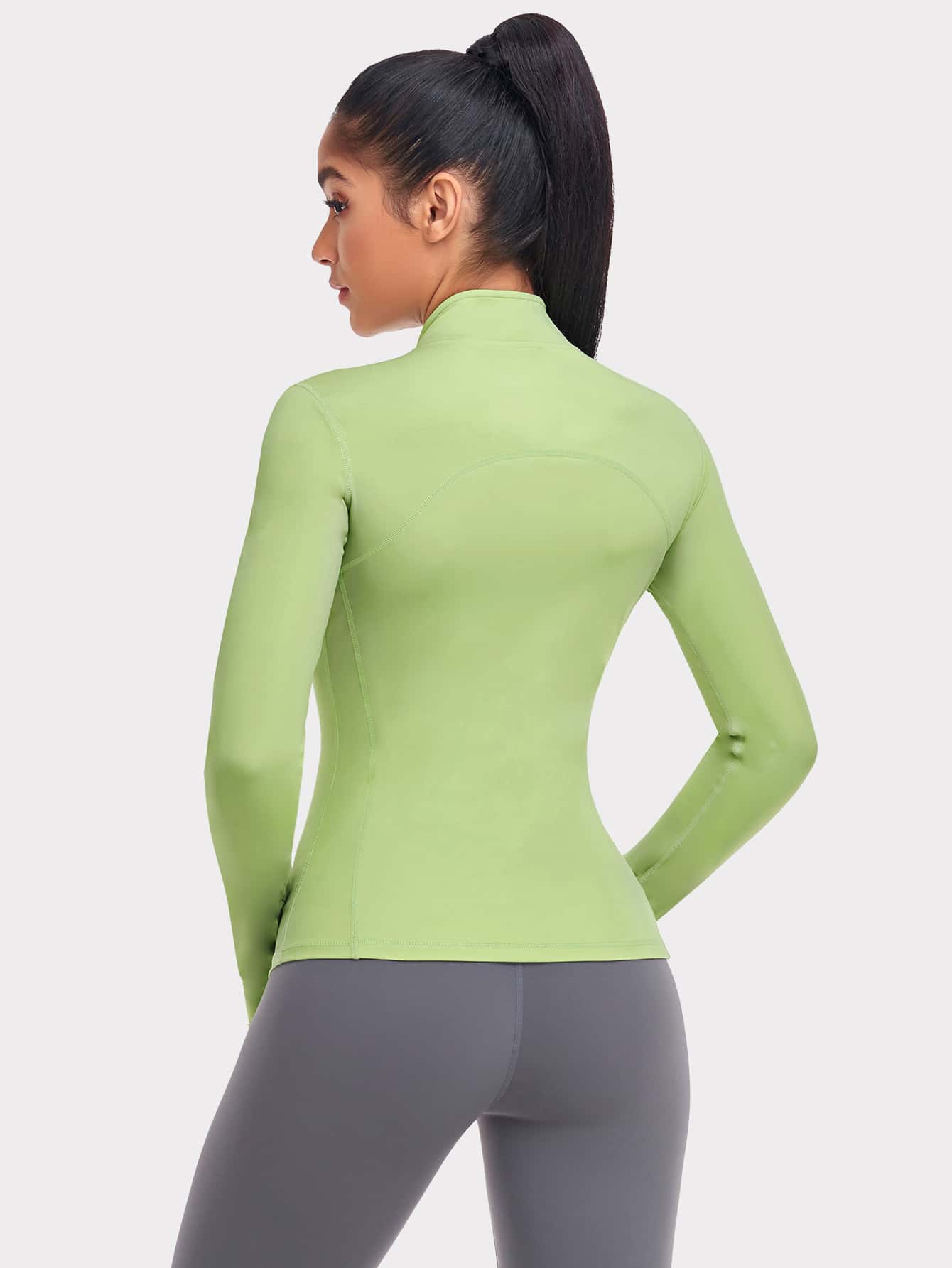 VUTRU 1 Peça Jaqueta Esportiva Feminina com Furo para o Polegar, Ajuste Slim para Corrida e Yoga