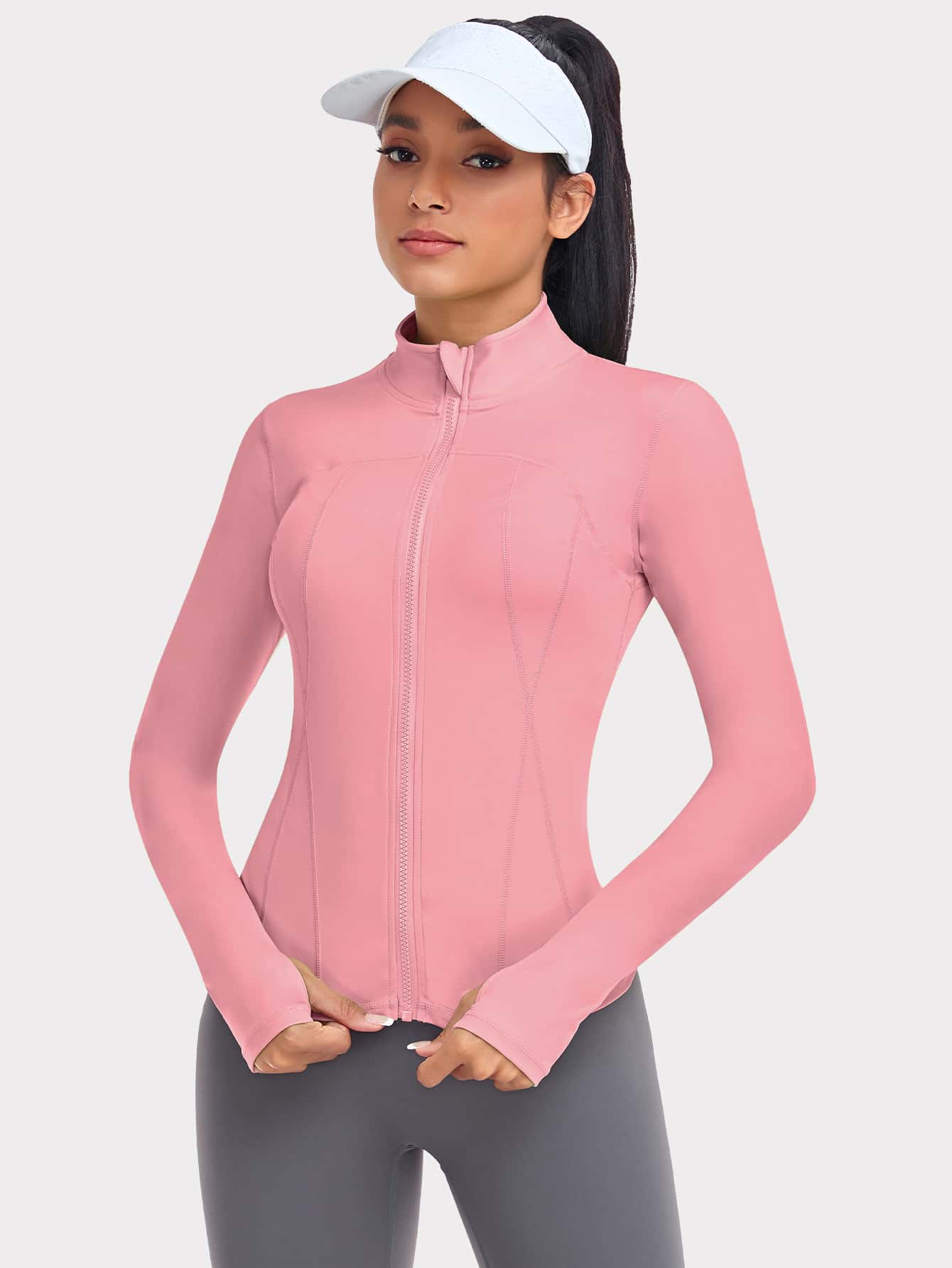 VUTRU 1 Peça Jaqueta Esportiva Feminina com Furo para o Polegar, Ajuste Slim para Corrida e Yoga