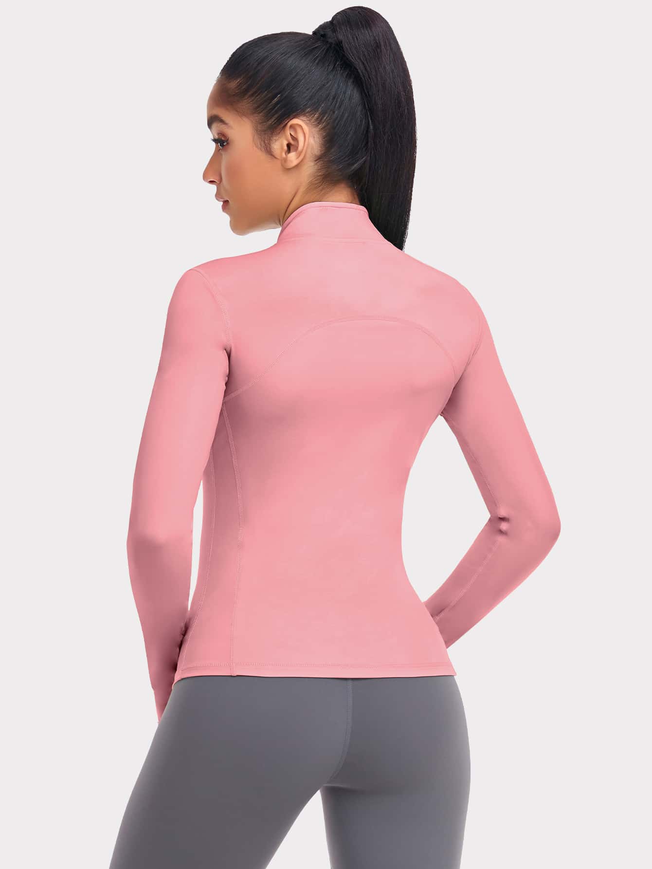 VUTRU 1 Peça Jaqueta Esportiva Feminina com Furo para o Polegar, Ajuste Slim para Corrida e Yoga