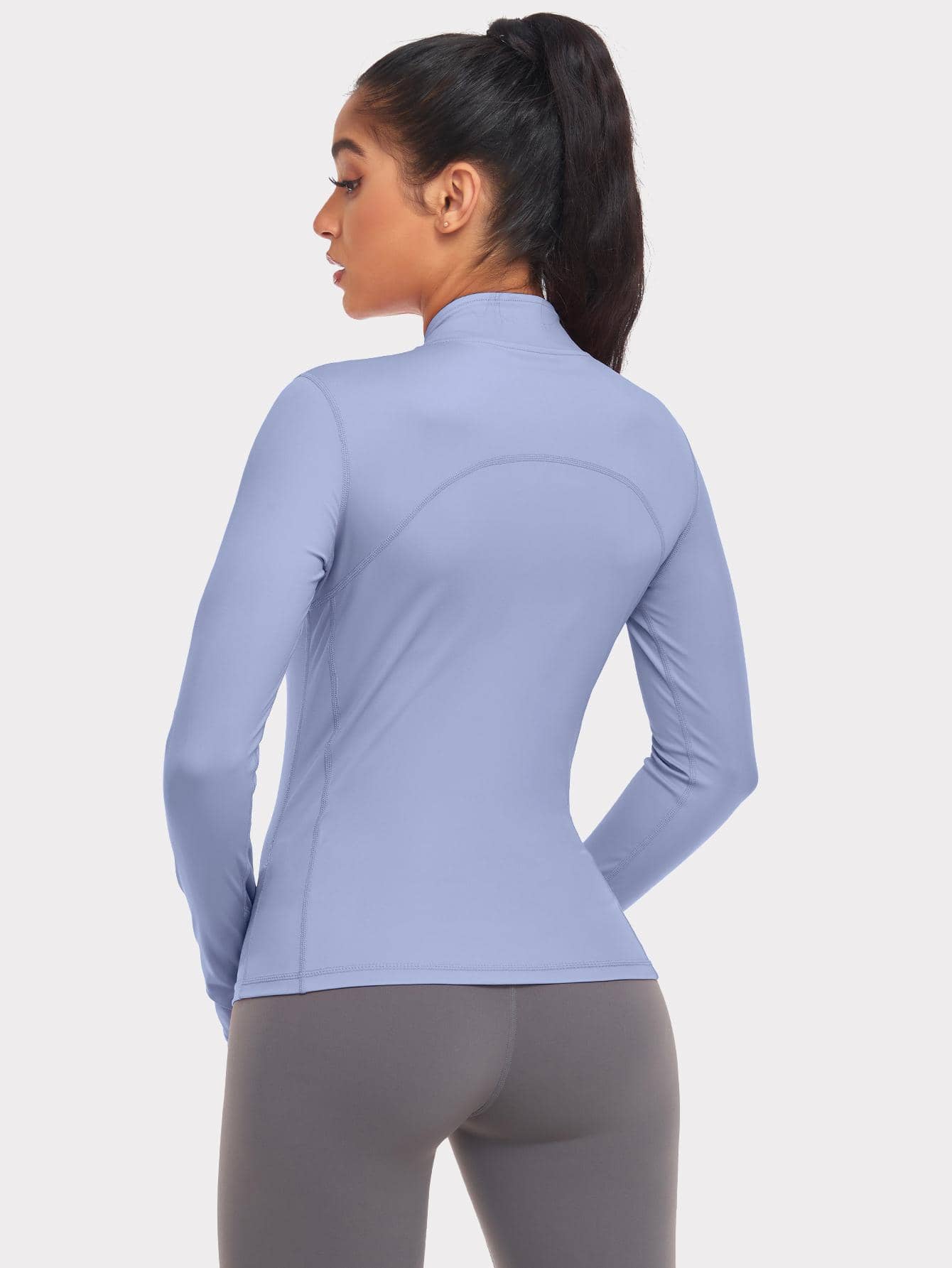 VUTRU 1 Peça Jaqueta Esportiva Feminina com Furo para o Polegar, Ajuste Slim para Corrida e Yoga