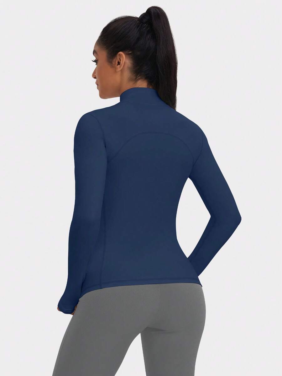 VUTRU 1 Peça Jaqueta Esportiva Feminina com Furo para o Polegar, Ajuste Slim para Corrida e Yoga