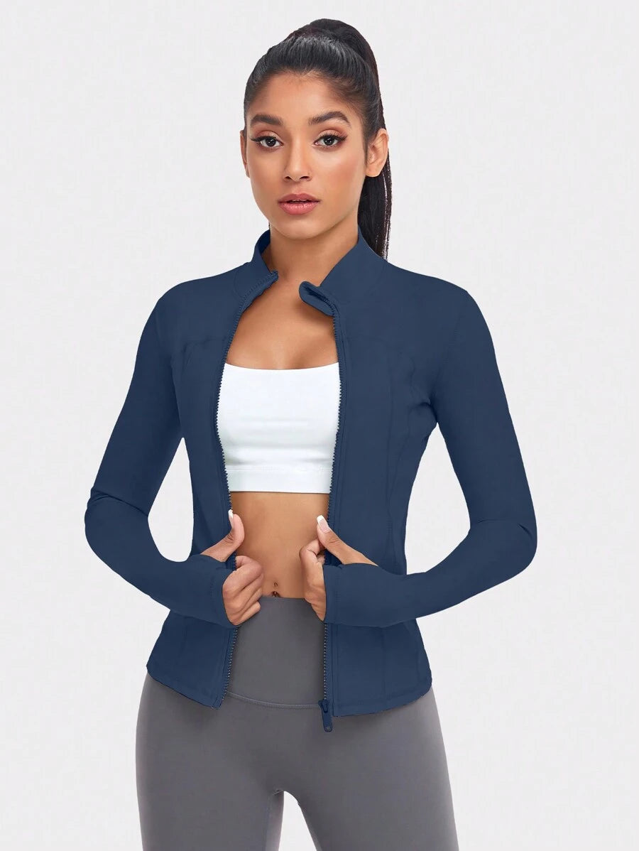 VUTRU 1 Peça Jaqueta Esportiva Feminina com Furo para o Polegar, Ajuste Slim para Corrida e Yoga