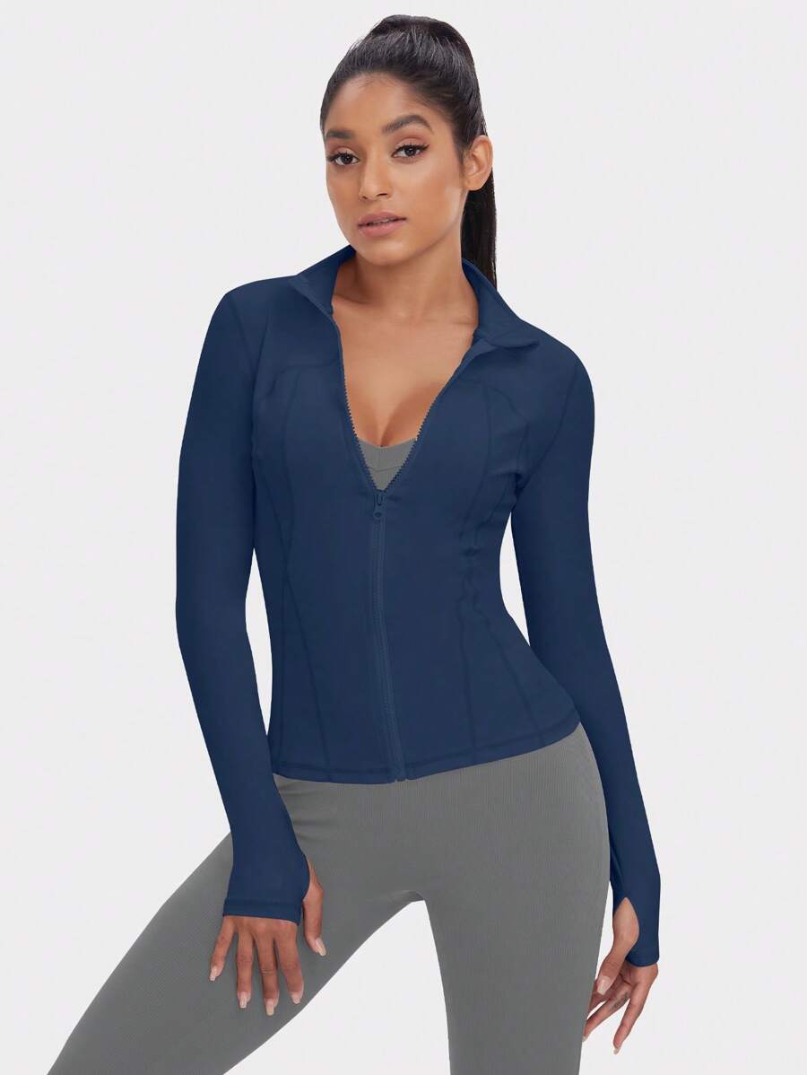VUTRU 1 Peça Jaqueta Esportiva Feminina com Furo para o Polegar, Ajuste Slim para Corrida e Yoga