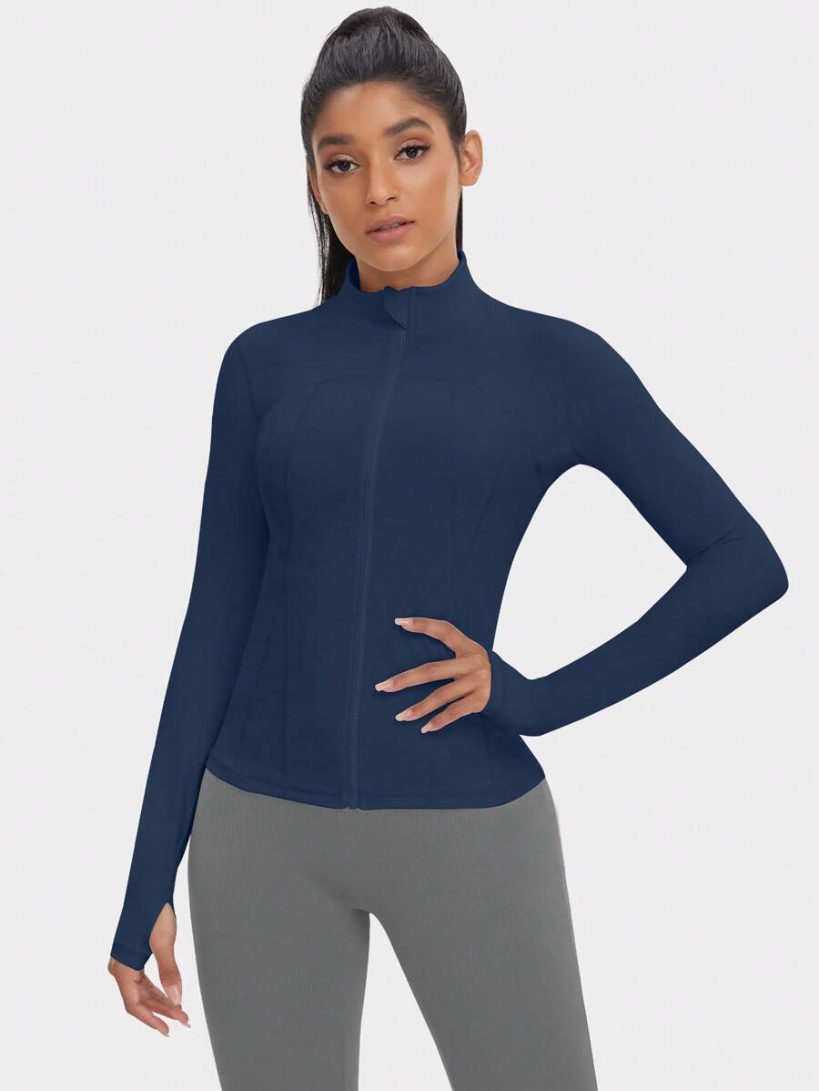 VUTRU 1 Peça Jaqueta Esportiva Feminina com Furo para o Polegar, Ajuste Slim para Corrida e Yoga