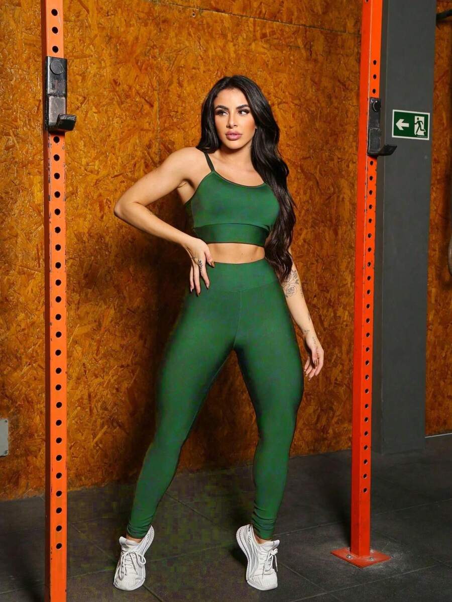 Conjunto para academia Fitness Top alcinha com Bojo