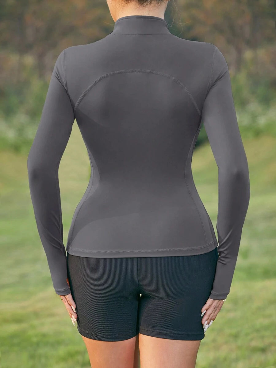 VUTRU 1 Peça Jaqueta Esportiva Feminina com Furo para o Polegar, Ajuste Slim para Corrida e Yoga