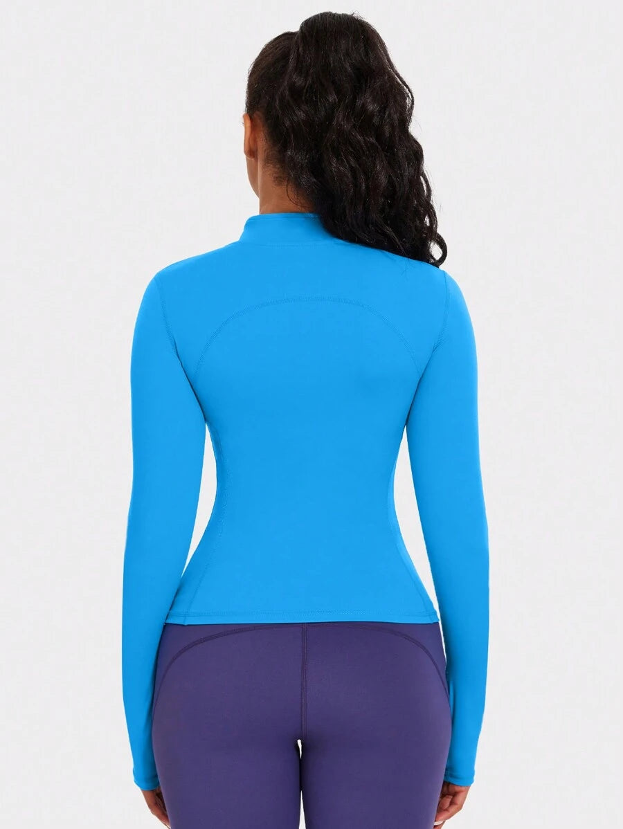 VUTRU 1 Peça Jaqueta Esportiva Feminina com Furo para o Polegar, Ajuste Slim para Corrida e Yoga