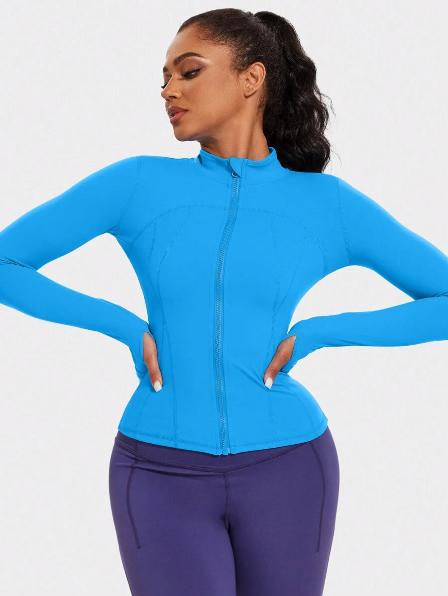 VUTRU 1 Peça Jaqueta Esportiva Feminina com Furo para o Polegar, Ajuste Slim para Corrida e Yoga