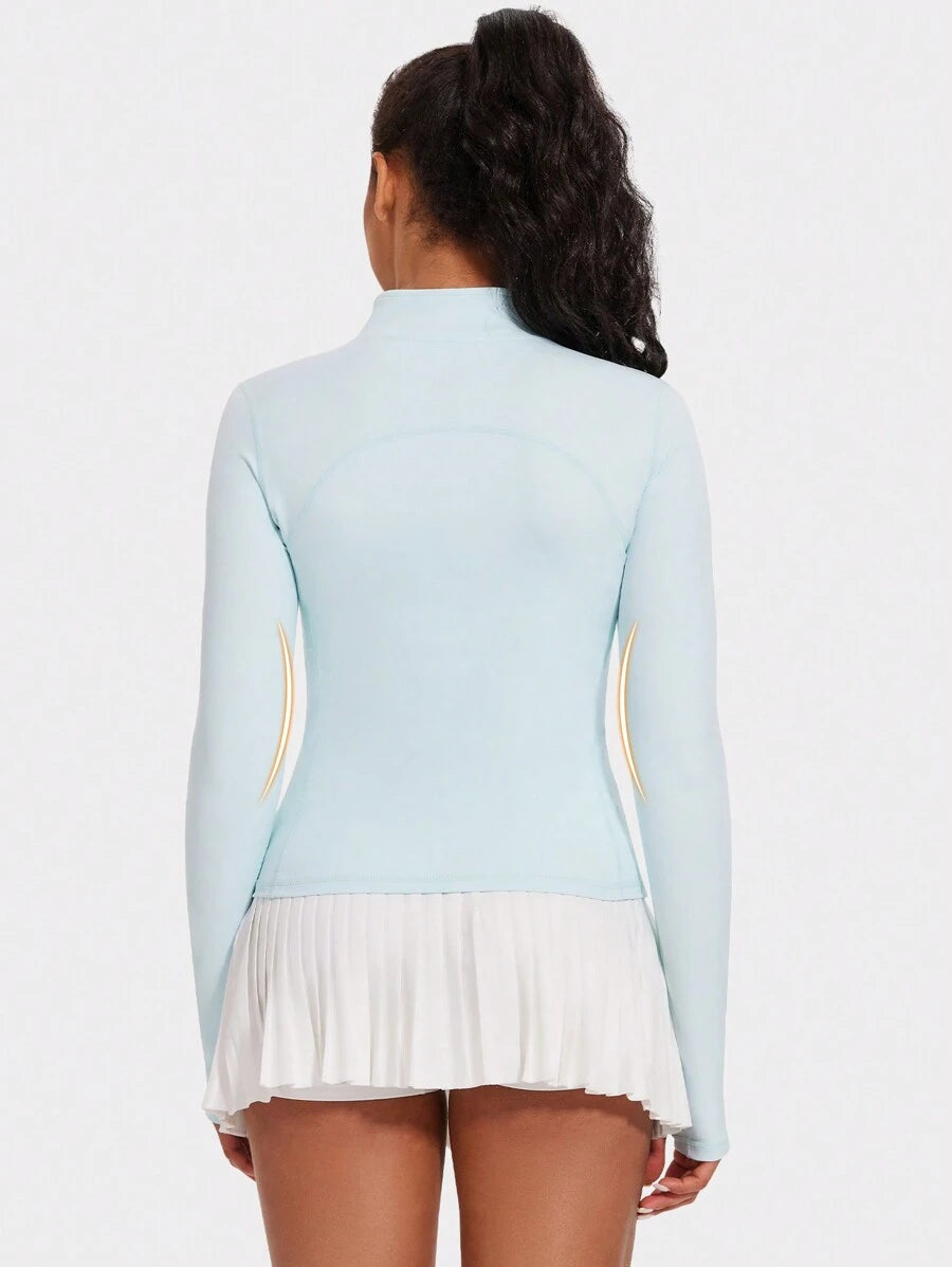 VUTRU 1 Peça Jaqueta Esportiva Feminina com Furo para o Polegar, Ajuste Slim para Corrida e Yoga