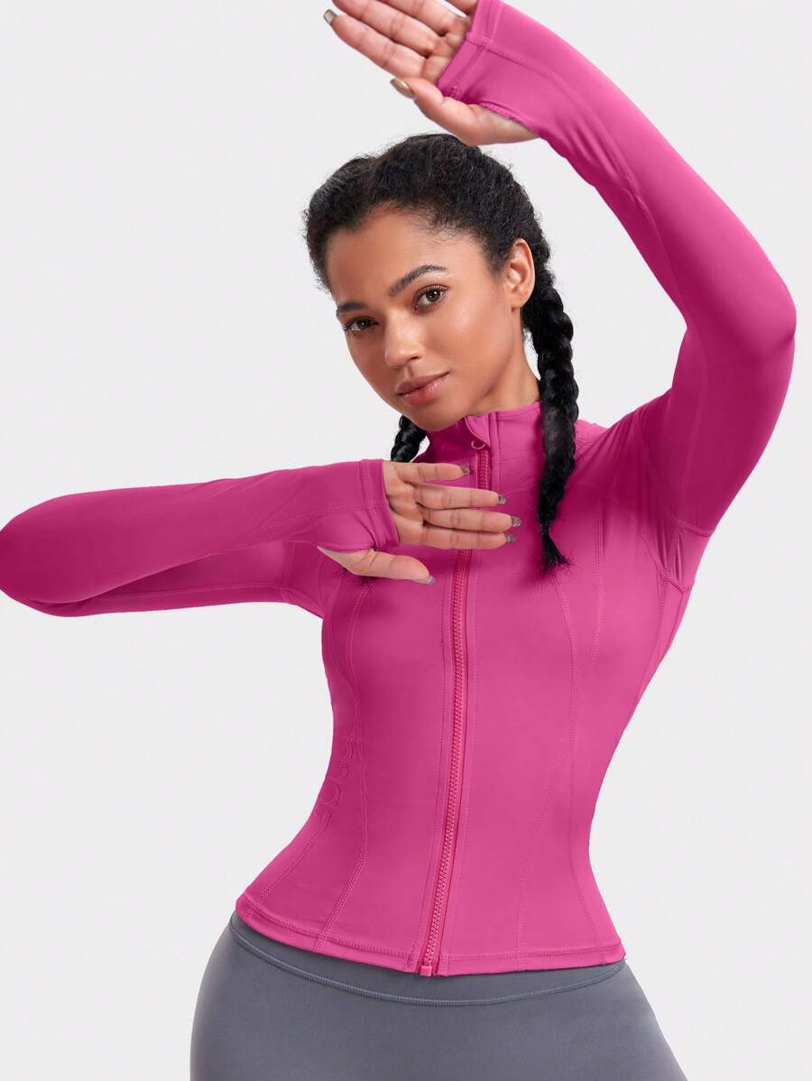 VUTRU 1 Peça Jaqueta Esportiva Feminina com Furo para o Polegar, Ajuste Slim para Corrida e Yoga
