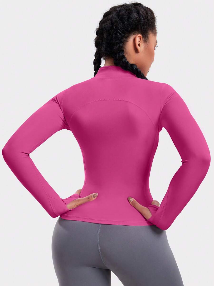 VUTRU 1 Peça Jaqueta Esportiva Feminina com Furo para o Polegar, Ajuste Slim para Corrida e Yoga