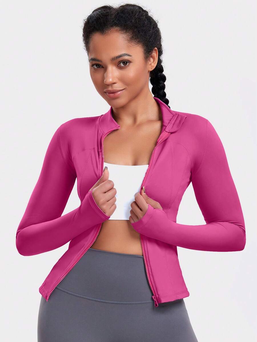 VUTRU 1 Peça Jaqueta Esportiva Feminina com Furo para o Polegar, Ajuste Slim para Corrida e Yoga