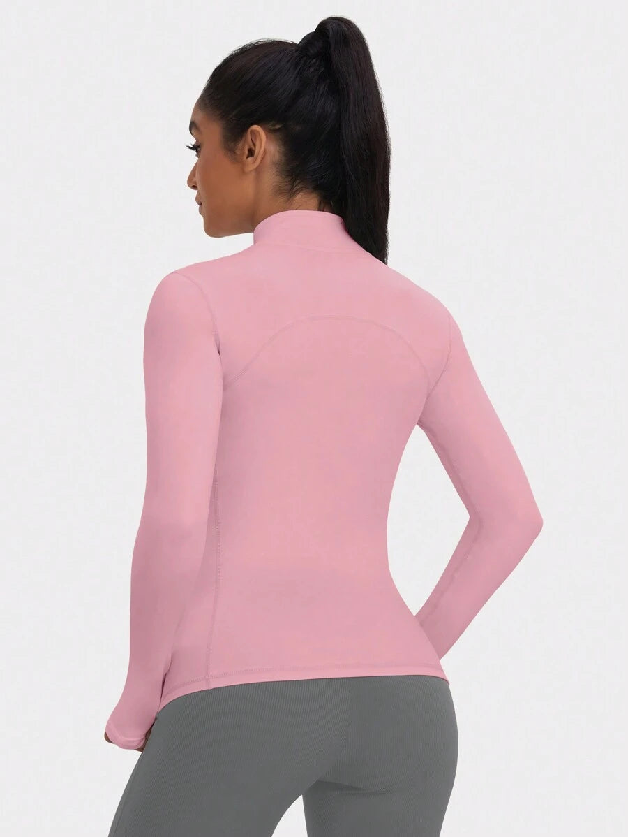 VUTRU 1 Peça Jaqueta Esportiva Feminina com Furo para o Polegar, Ajuste Slim para Corrida e Yoga