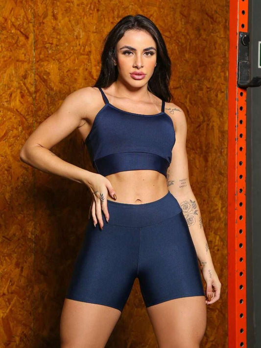 Conjunto short para academia Fitness Top alcinha com Bojo