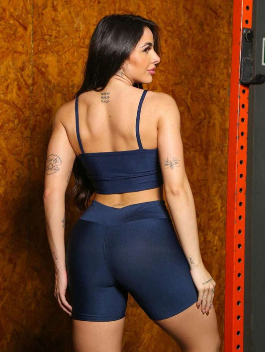 Conjunto short para academia Fitness Top alcinha com Bojo