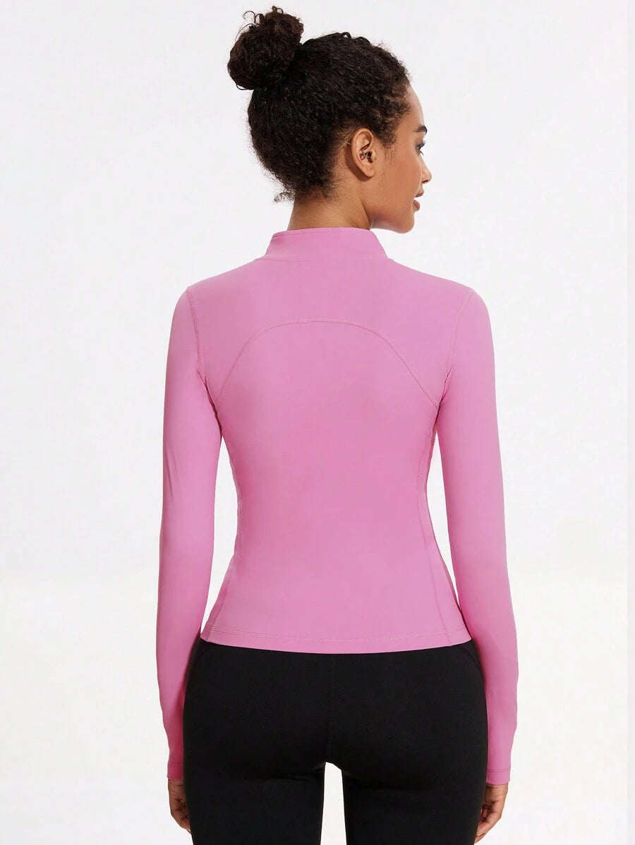 VUTRU 1 Peça Jaqueta Esportiva Feminina com Furo para o Polegar, Ajuste Slim para Corrida e Yoga