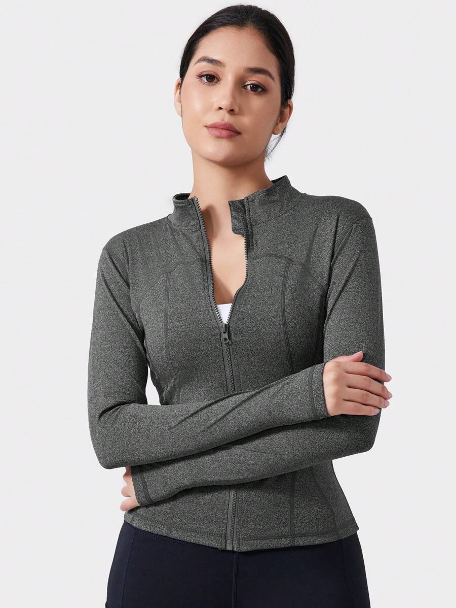 VUTRU 1 Peça Jaqueta Esportiva Feminina com Furo para o Polegar, Ajuste Slim para Corrida e Yoga