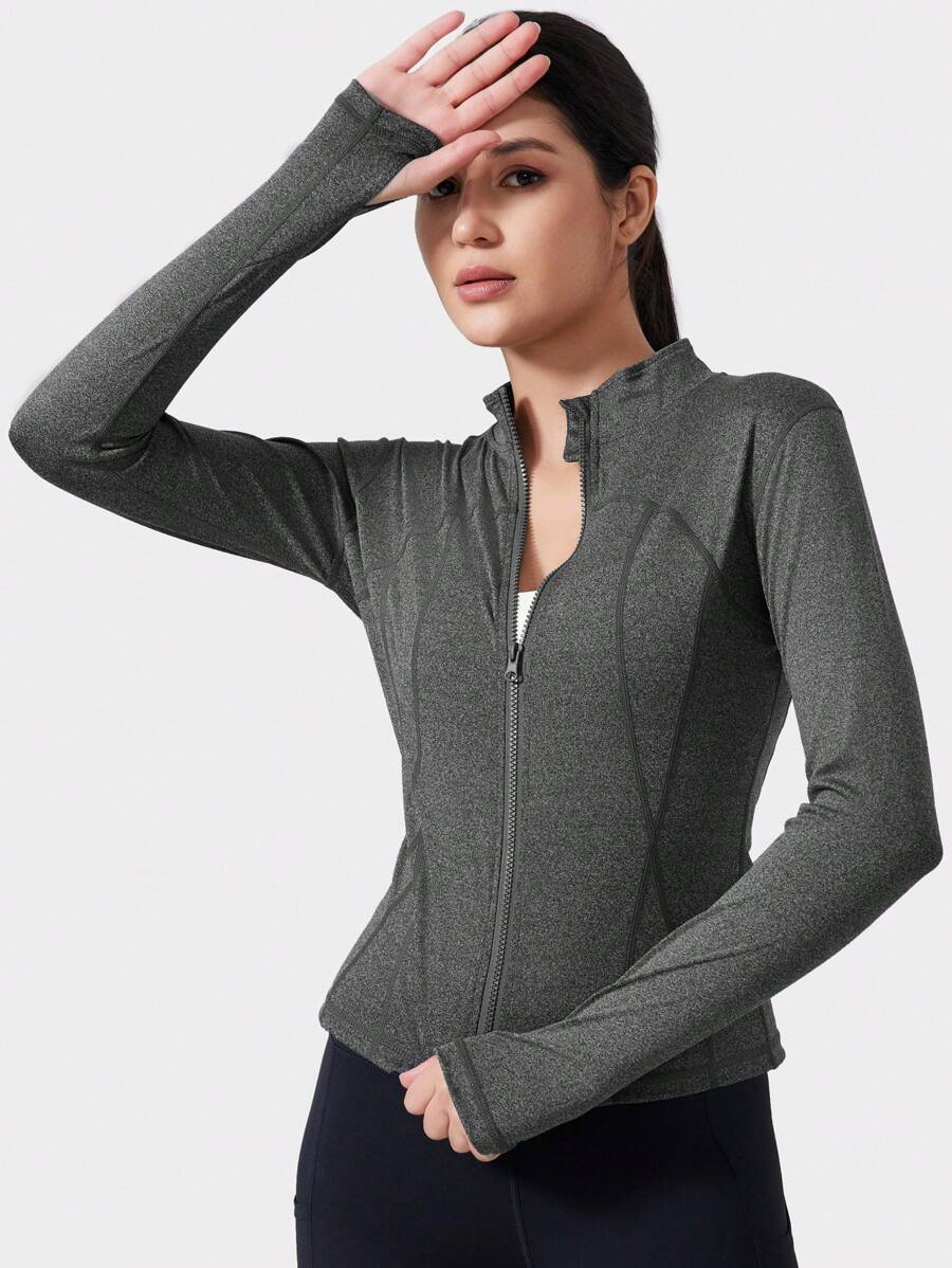 VUTRU 1 Peça Jaqueta Esportiva Feminina com Furo para o Polegar, Ajuste Slim para Corrida e Yoga