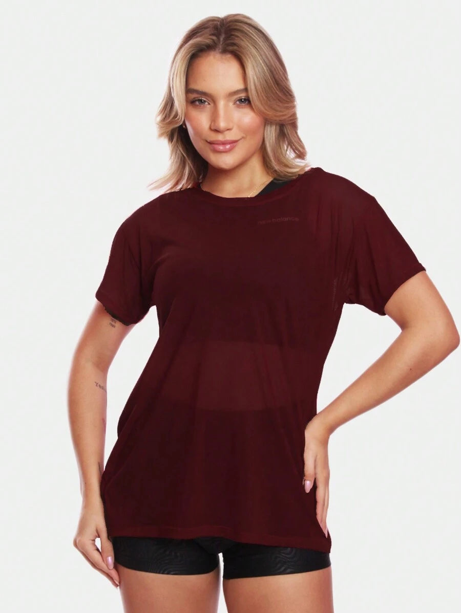 Kit 2 Blusas Manga Curta Blusa Tule Camisa Transparente Treino Academia Fitness