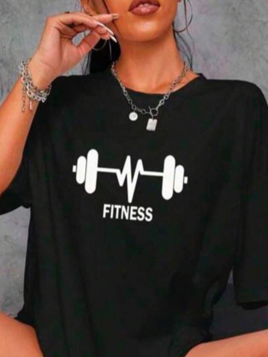 camisa feminina 100% algodão estampa academia
