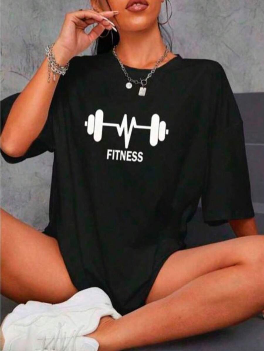 camisa feminina 100% algodão estampa academia