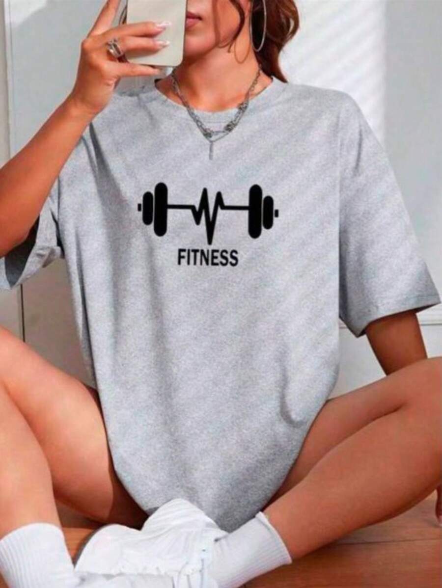camisa feminina 100% algodão estampa academia