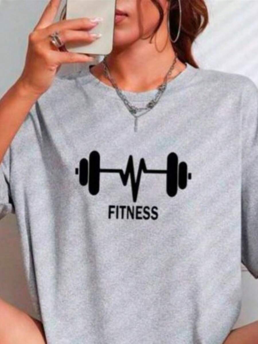 camisa feminina 100% algodão estampa academia