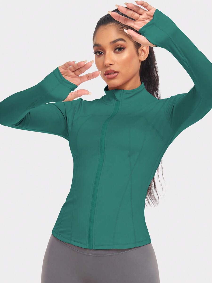 VUTRU 1 Peça Jaqueta Esportiva Feminina com Furo para o Polegar, Ajuste Slim para Corrida e Yoga