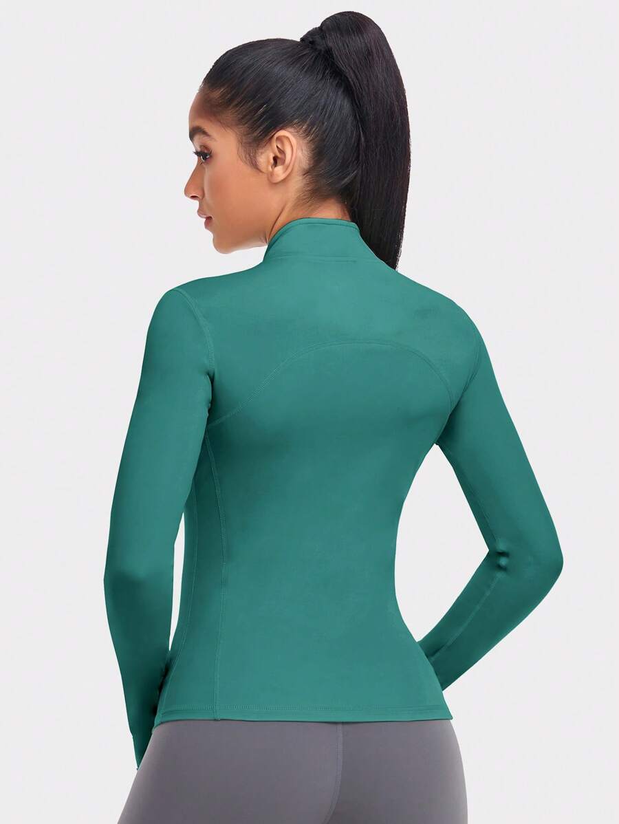 VUTRU 1 Peça Jaqueta Esportiva Feminina com Furo para o Polegar, Ajuste Slim para Corrida e Yoga