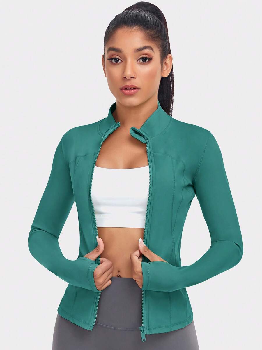 VUTRU 1 Peça Jaqueta Esportiva Feminina com Furo para o Polegar, Ajuste Slim para Corrida e Yoga
