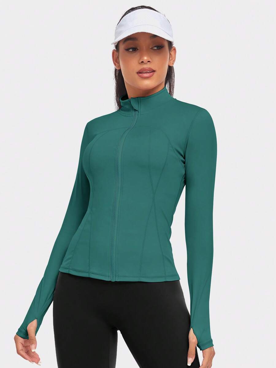 VUTRU 1 Peça Jaqueta Esportiva Feminina com Furo para o Polegar, Ajuste Slim para Corrida e Yoga