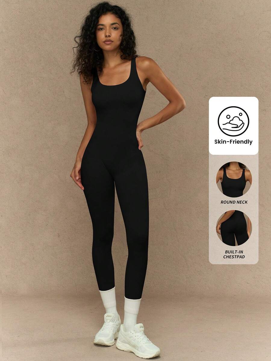 Yefecy 1 Peça Macacão Esportivo Sem Costura de Ioga, Fitness e Corrida, Cor Sólida e Alta Elasticidade, para Mulheres