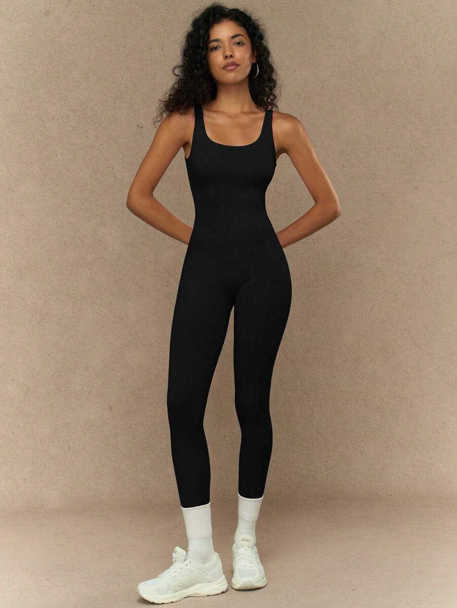 Yefecy 1 Peça Macacão Esportivo Sem Costura de Ioga, Fitness e Corrida, Cor Sólida e Alta Elasticidade, para Mulheres