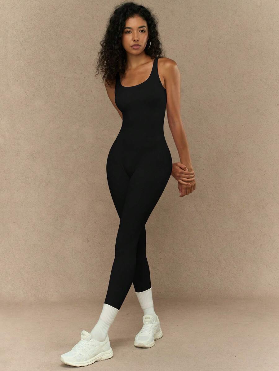 Yefecy 1 Peça Macacão Esportivo Sem Costura de Ioga, Fitness e Corrida, Cor Sólida e Alta Elasticidade, para Mulheres