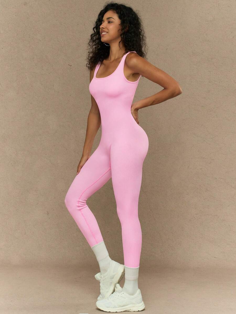 Yefecy 1 Peça Macacão Esportivo Sem Costura de Ioga, Fitness e Corrida, Cor Sólida e Alta Elasticidade, para Mulheres