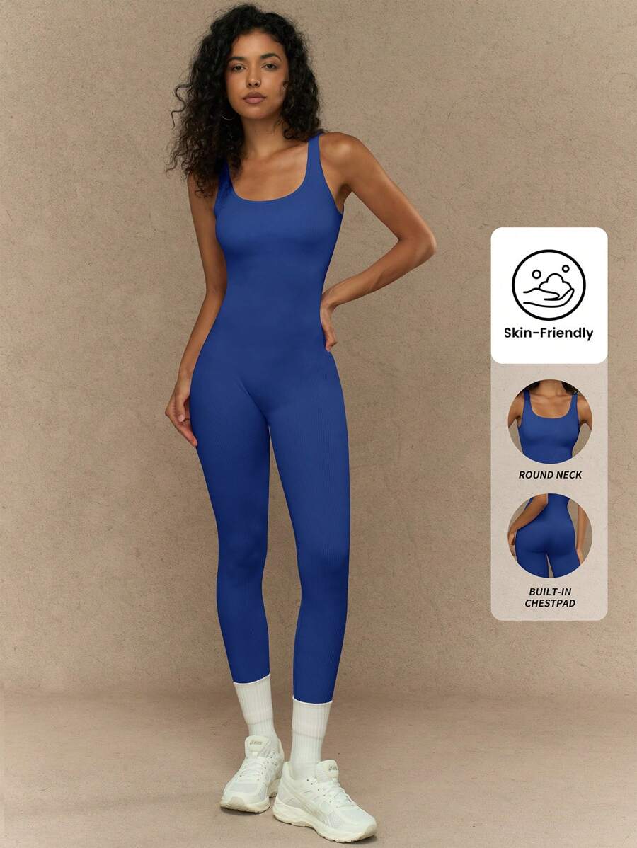 Yefecy 1 Peça Macacão Esportivo Sem Costura de Ioga, Fitness e Corrida, Cor Sólida e Alta Elasticidade, para Mulheres