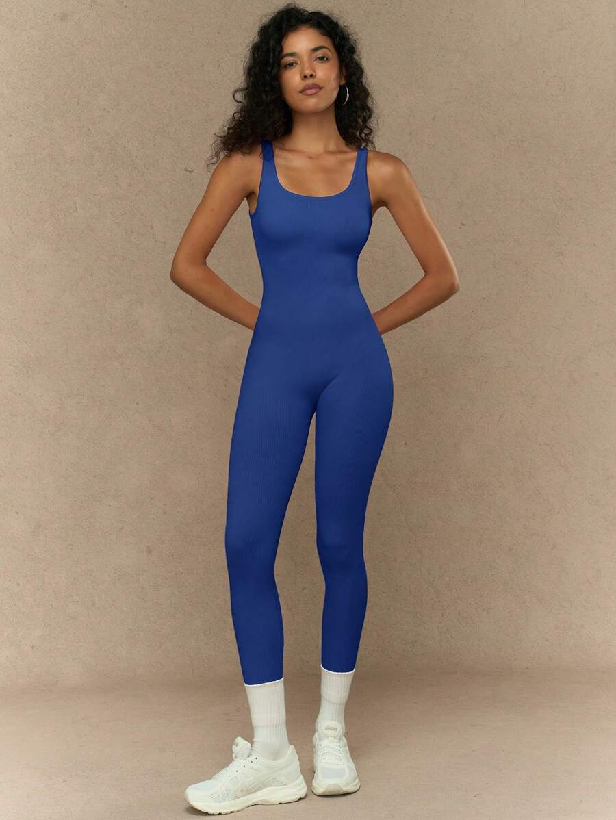 Yefecy 1 Peça Macacão Esportivo Sem Costura de Ioga, Fitness e Corrida, Cor Sólida e Alta Elasticidade, para Mulheres