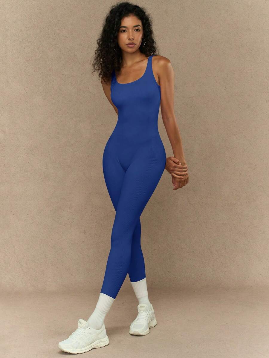 Yefecy 1 Peça Macacão Esportivo Sem Costura de Ioga, Fitness e Corrida, Cor Sólida e Alta Elasticidade, para Mulheres