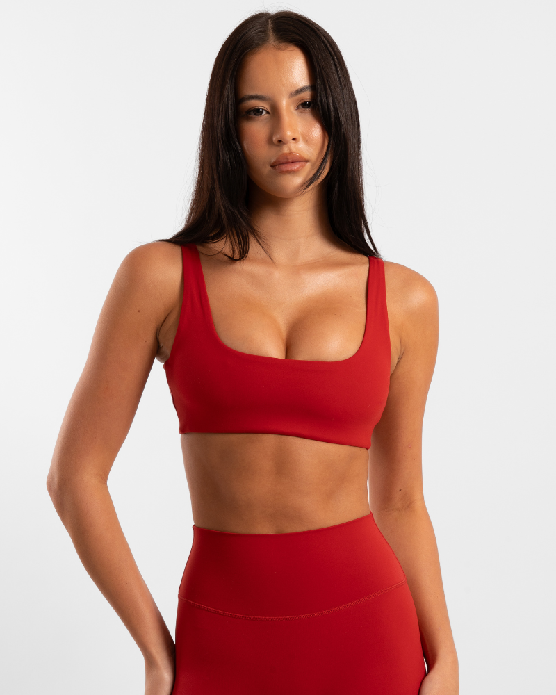 Square Neck Crop - Cherry Red