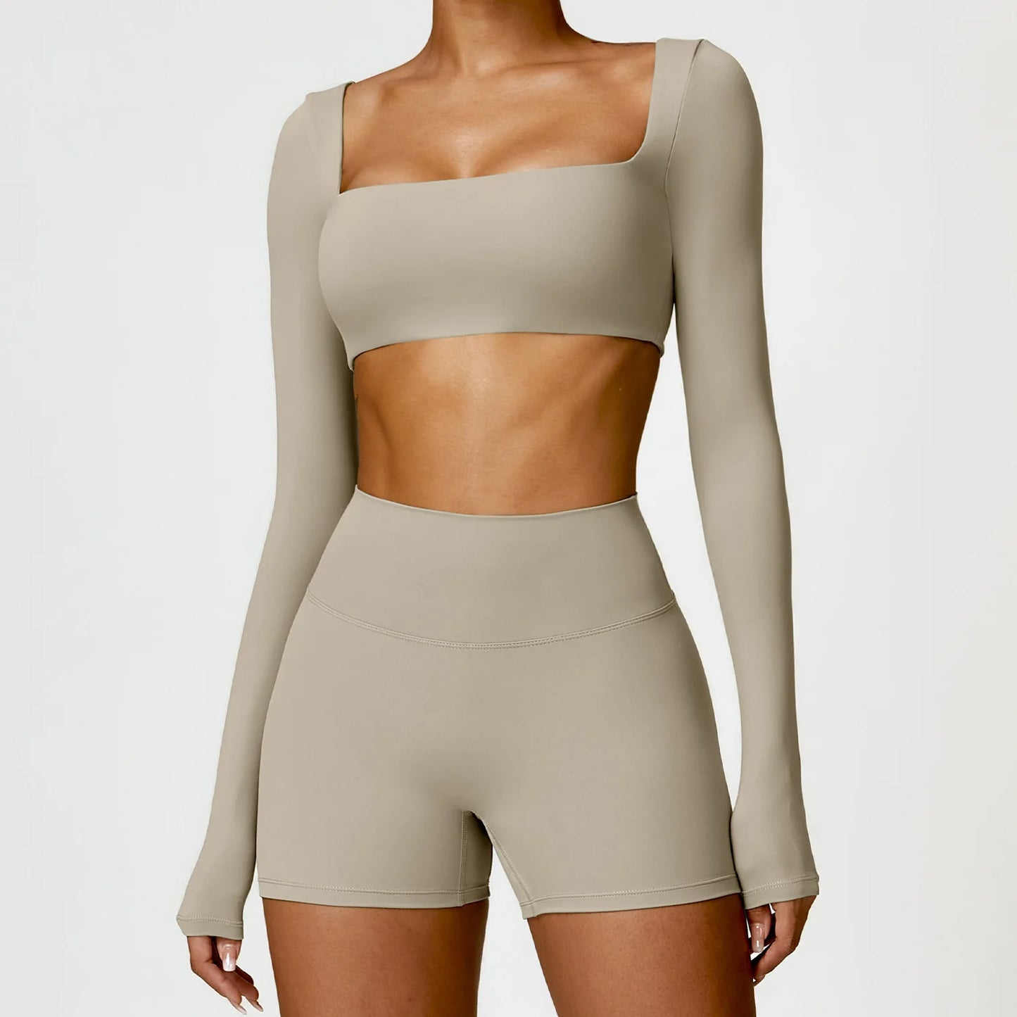 Yoga Set 2 STUKS Vrouwen Gym Lange Mouw Naadloze Sportkleding Workout Kleding Sportkleding Legging Fitness Bh Crop Top Sportpakken