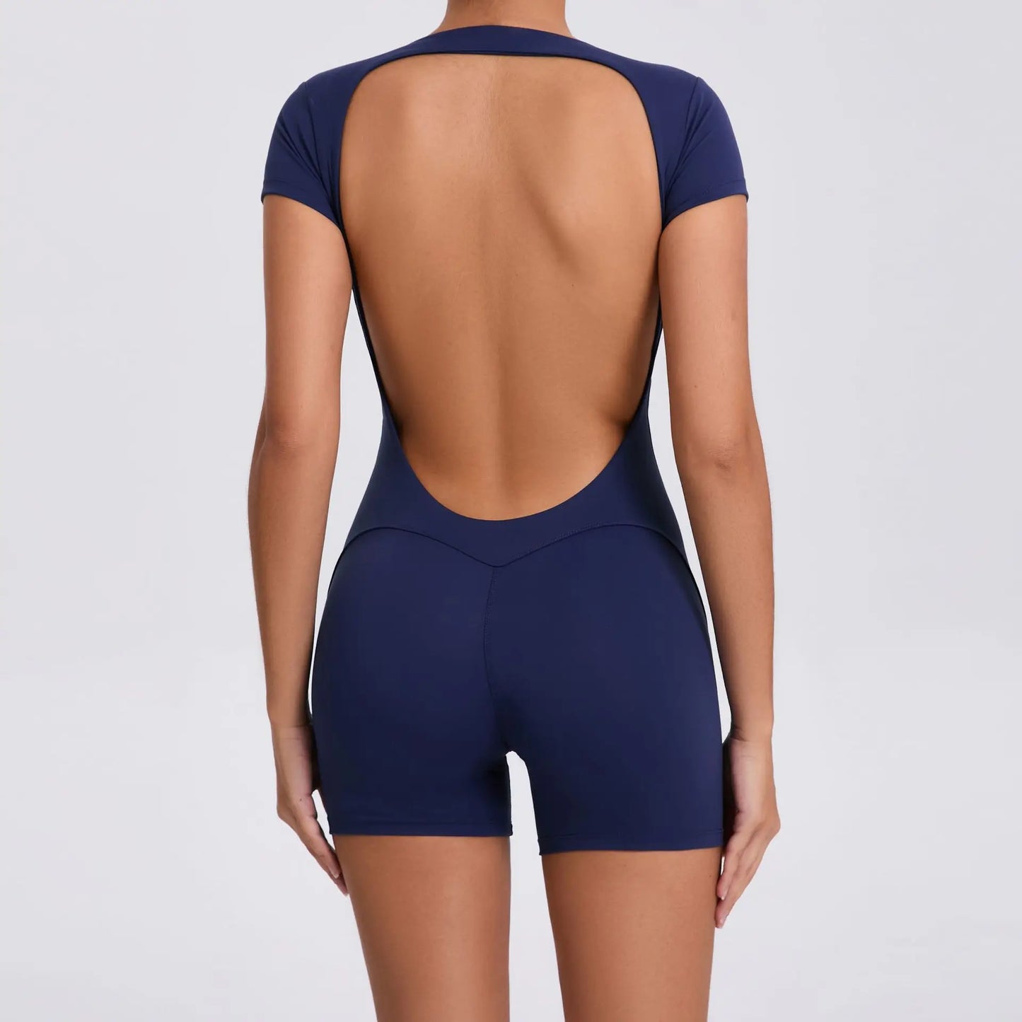 Hearuisavy Backless Sports Overalls Women Gym Rompers Sportswear Breathable Bodysuits Women One-Piece Suit Short Yoga Jumpsuits